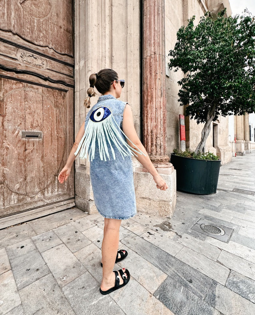 VESTIDO OJO TURQUESA