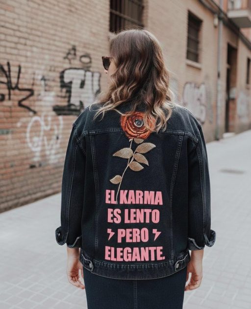 cazadora vaquera el karma es lento pero elegante CAZADORA KARMA